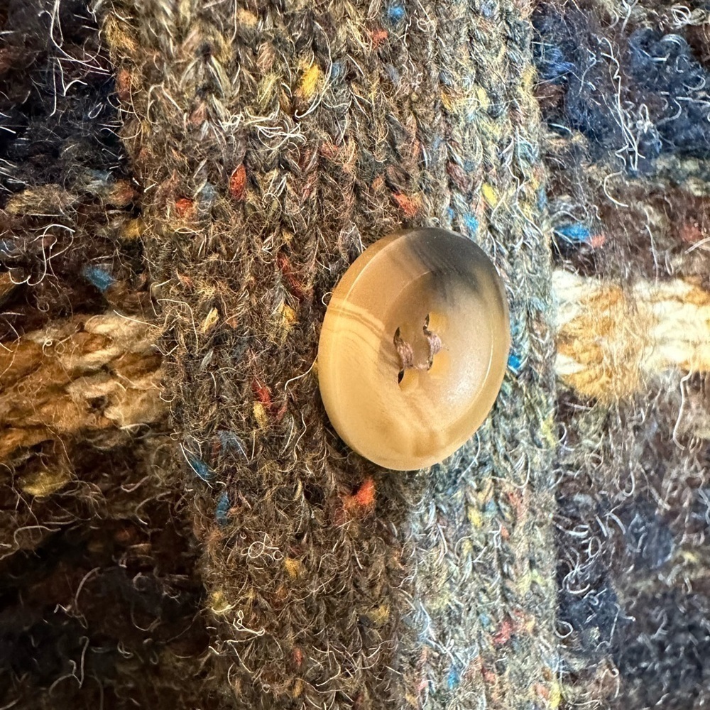 Etchings Vintage Brown Cream Knit Wool Blend Front Buttons Sweater Cardigan L - Picture 6 of 8